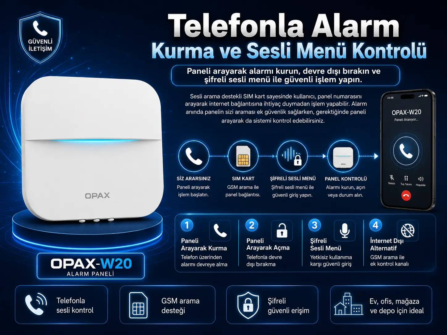 Telefonla Alarm Kurma, Devre Dışı Bırakma / Sesli Menü Kontrolü İnfografik Alanı