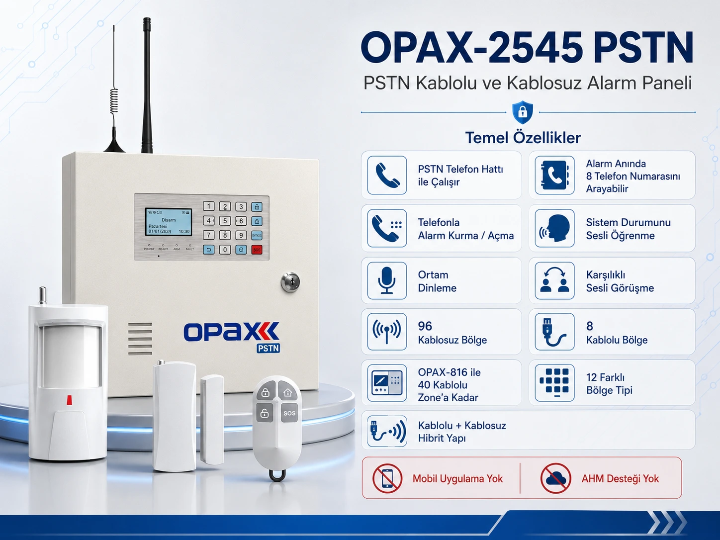OPAX-2545 PSTN Alarm Paneli Özellikleri OPAX-2545 PSTN Alarm Paneli Özellikleri