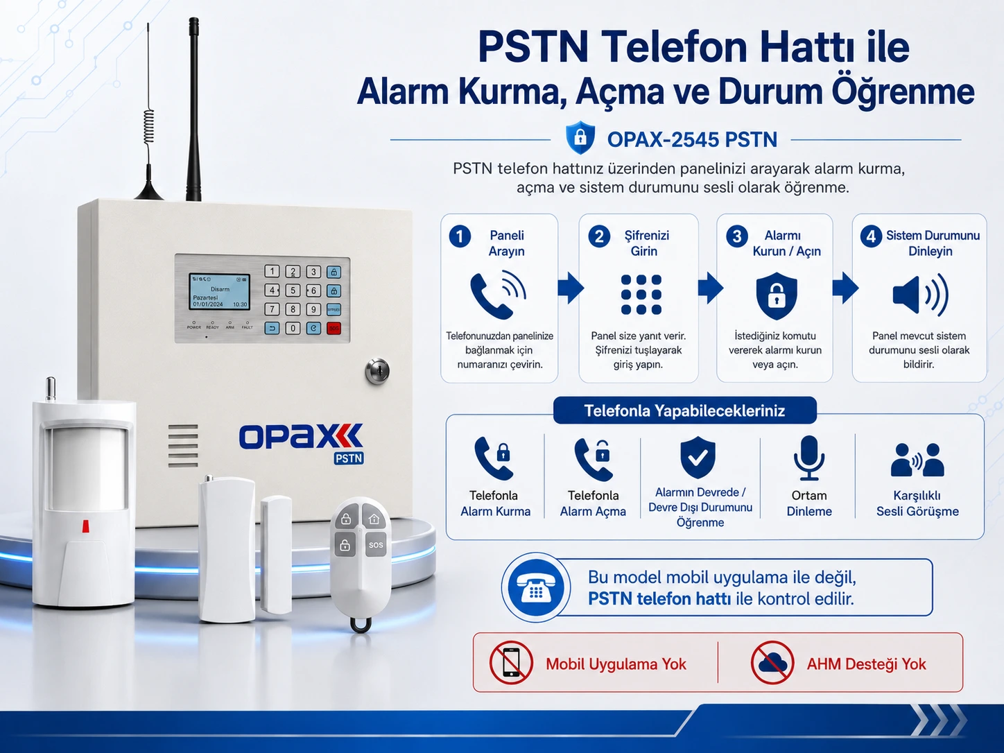 PSTN Telefon Hattı ile Alarm Kurma, Açma ve Durum Öğrenme PSTN Telefon Hattı ile Alarm Kurma, Açma ve Durum Öğrenme