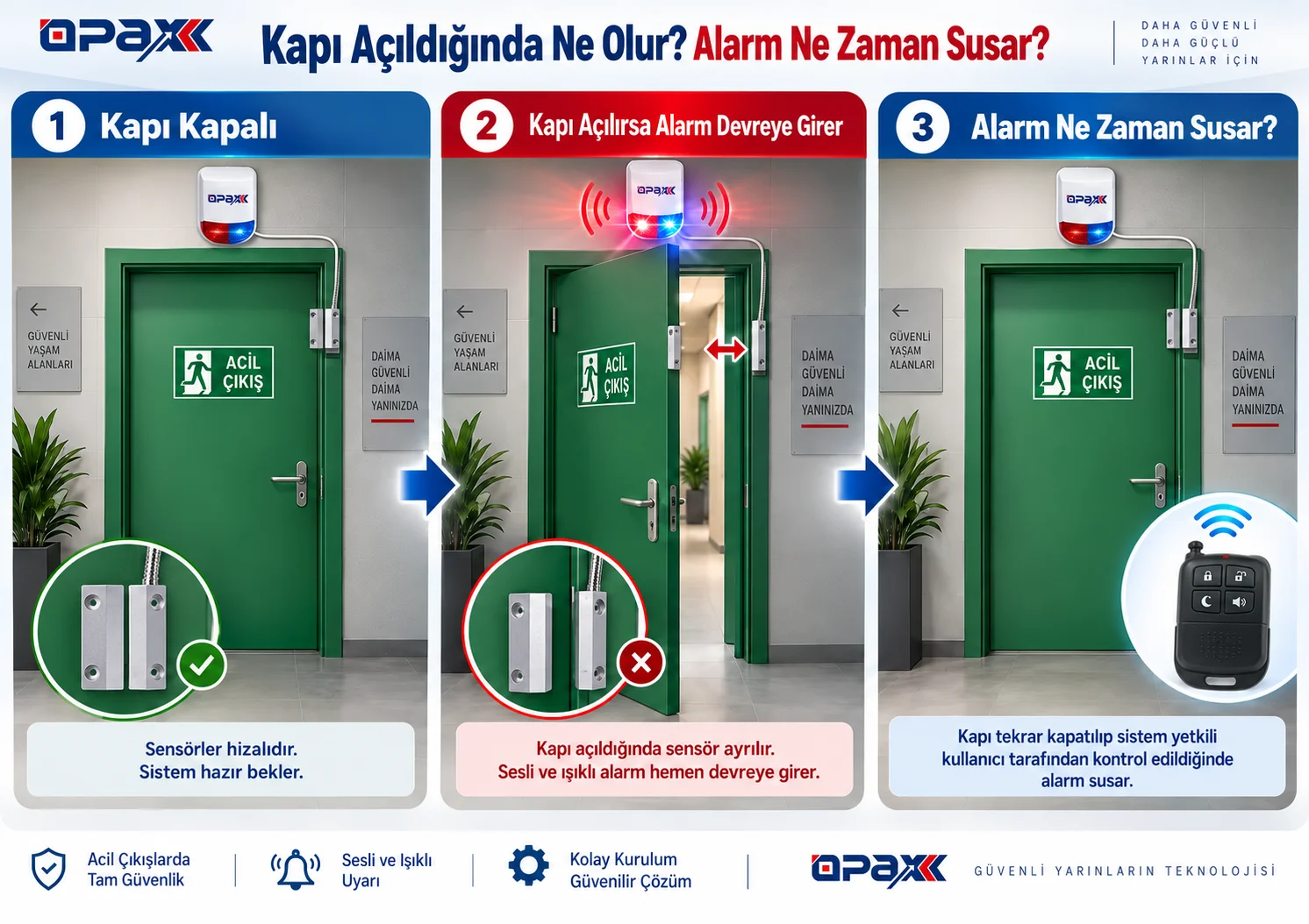 OPAX HY-6108W WiFi acil çıkış kapısı alarm sistemi mobil uygulama