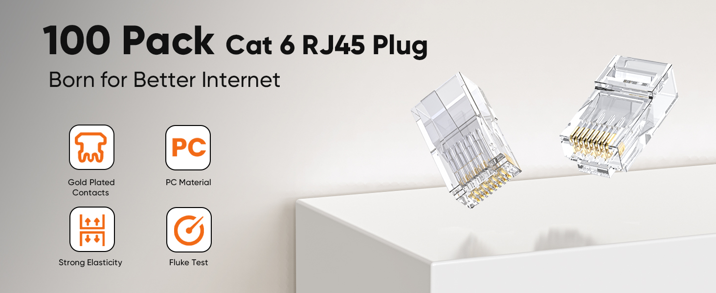 100 Adet RJ45 Cat6 Konnektör Paket Görseli