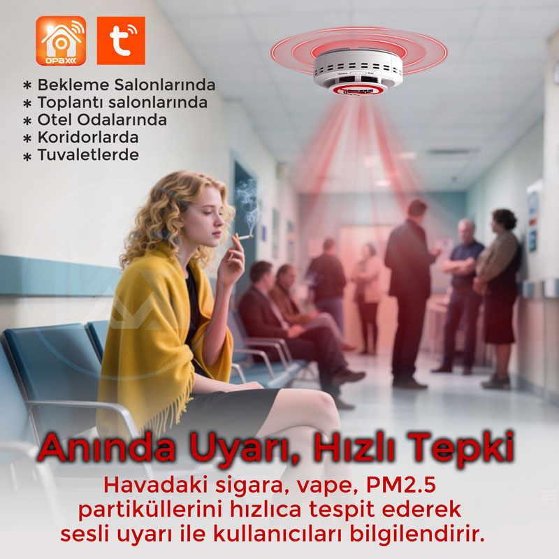 Bekleme salonlarında sigara dedektörü kullanım görseli