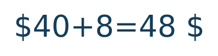 Matematik formülü: 40+8=48 \