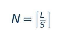 Matematiksel hesap: N=\left\lceil\frac{L}{S}\right\rceil \