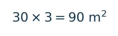 Matematiksel hesap: 30\times3=90\ \mathrm{m^2} \