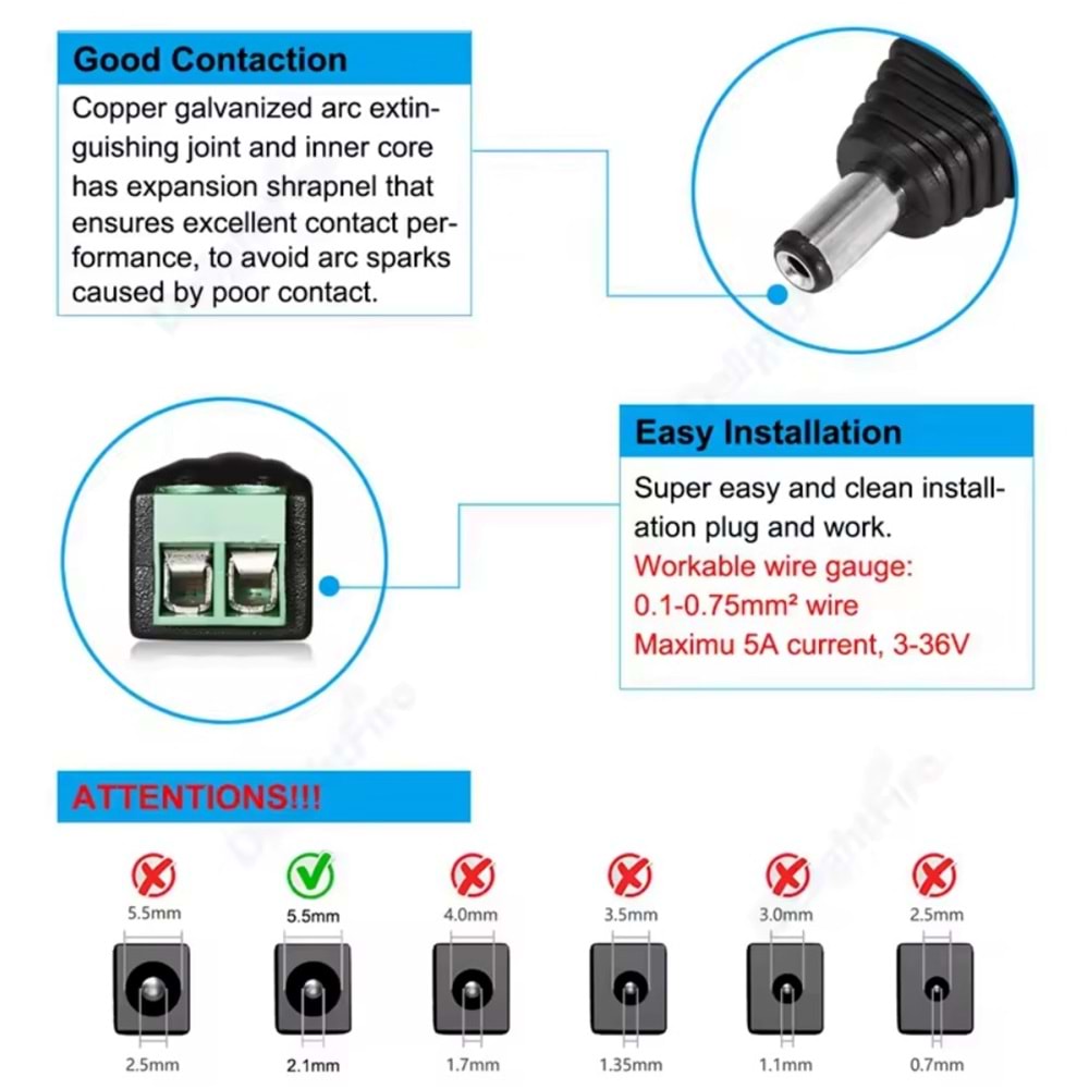 UTP POWER PLUG SOKETSİZ / DİŞİ POWER JACK