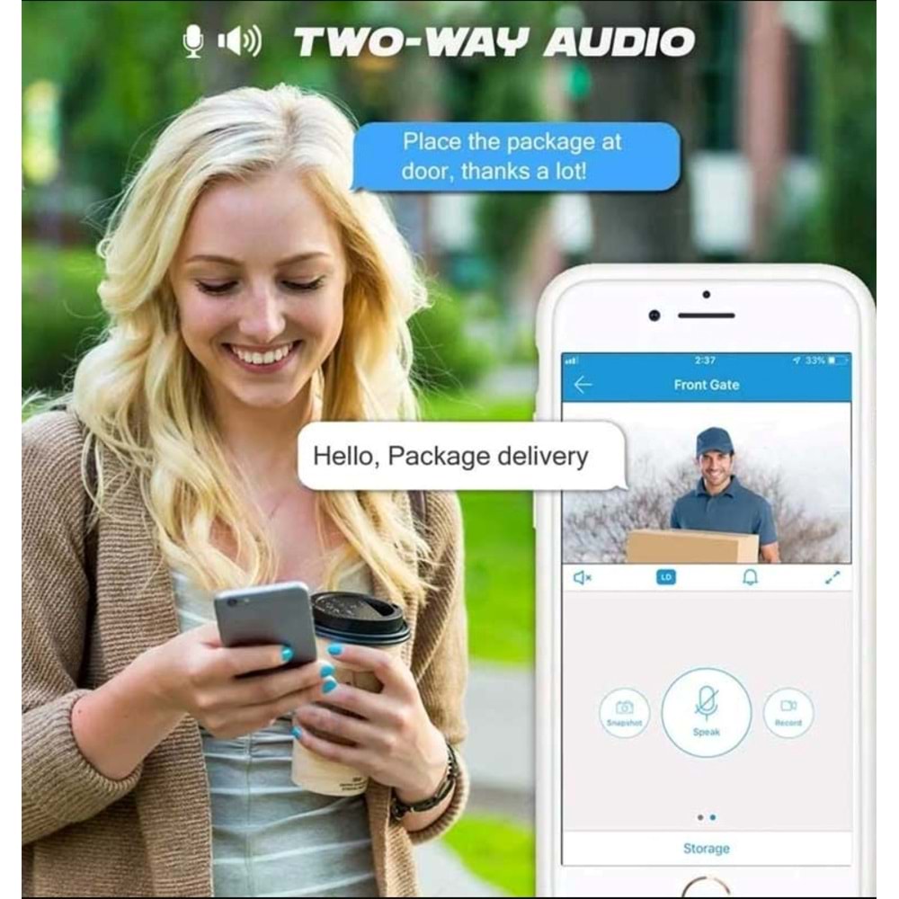 OPAX-60120 PROJEKTÖRLÜ WiFi KAMERA / ALARM / KARŞILIKLI KONUŞMA / HAREKET SENSÖRÜ / SD KART DESTEĞİ