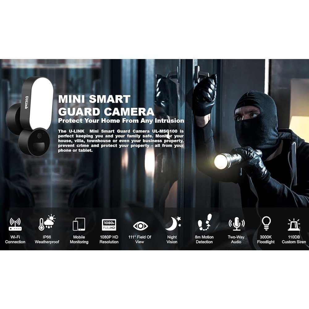 OPAX-60120 PROJEKTÖRLÜ WiFi KAMERA / ALARM / KARŞILIKLI KONUŞMA / HAREKET SENSÖRÜ / SD KART DESTEĞİ