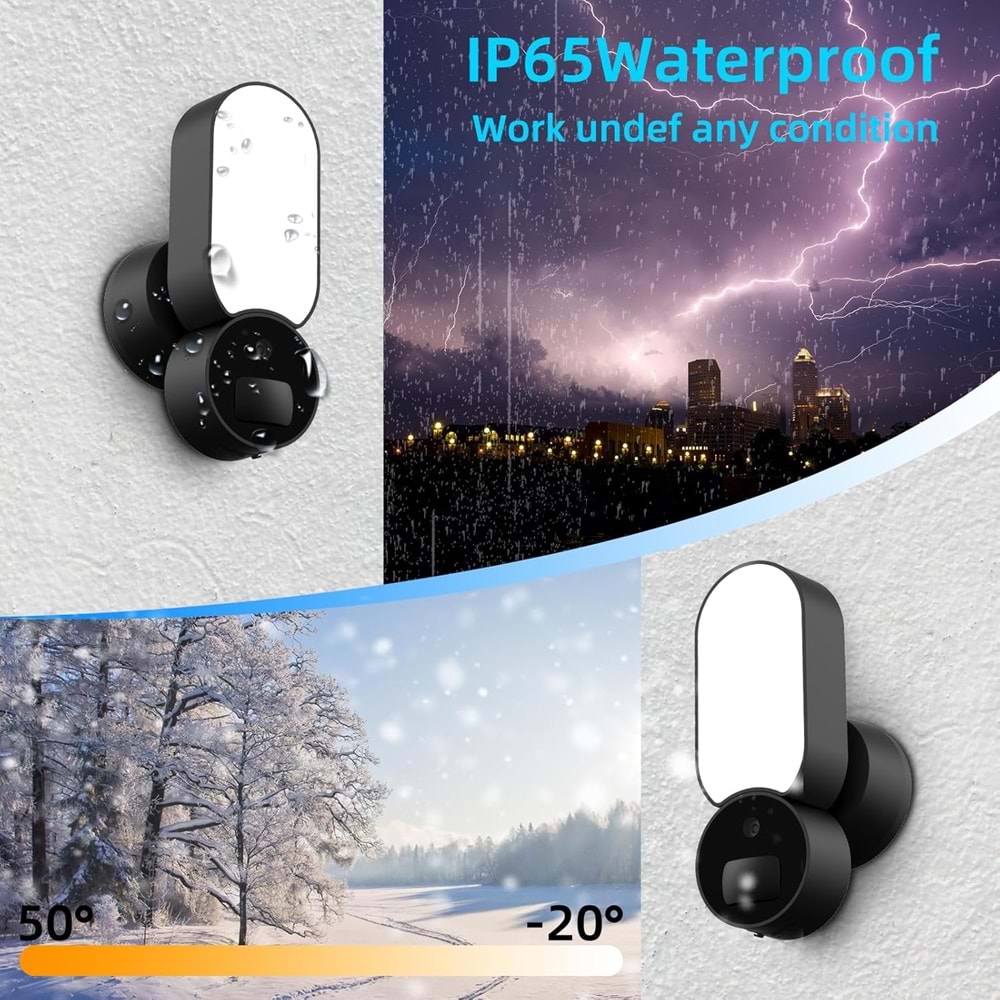 OPAX-60120 PROJEKTÖRLÜ WiFi KAMERA / ALARM / KARŞILIKLI KONUŞMA / HAREKET SENSÖRÜ / SD KART DESTEĞİ