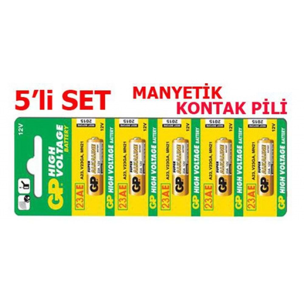 5'li Paket GP 23AE 12V Alkalin Manyetik Kontak Pili