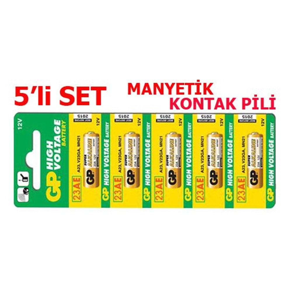 5'li Paket GP 23AE 12V Alkalin Manyetik Kontak Pili