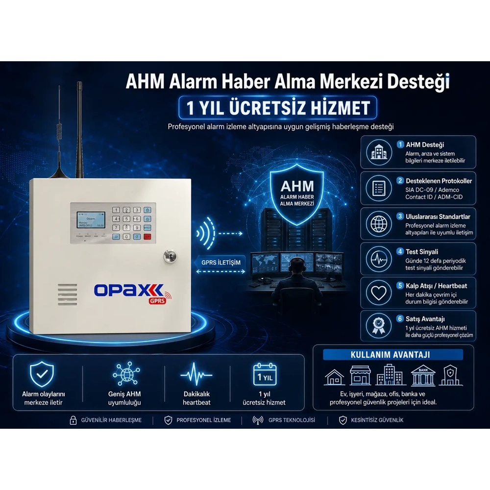 OPAX-2646 BGR-09 Kablosuz Sirenli Akülü GPRS/GSM Ev ve İşyeri Alarm Seti