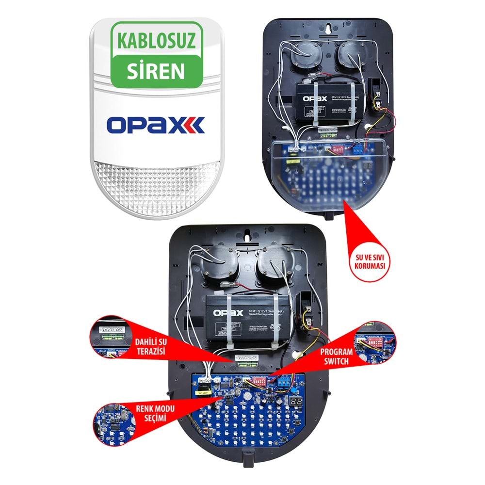 OPAX-2646 BGR-09 Kablosuz Sirenli Akülü GPRS/GSM Ev ve İşyeri Alarm Seti