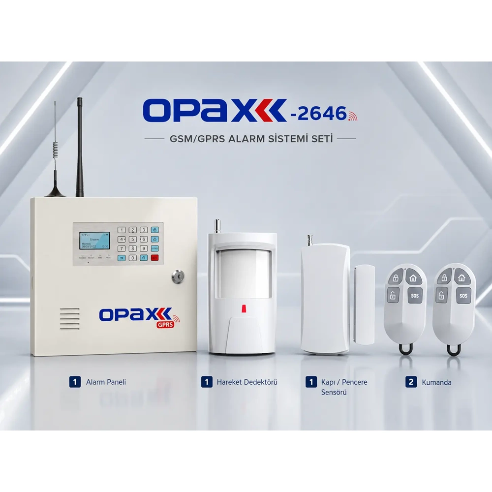 OPAX-2646 KABLOLU I KABLOSUZ GPRS ALARM PANELİ ( 1 YIL AHM ÜCRETSİZ )