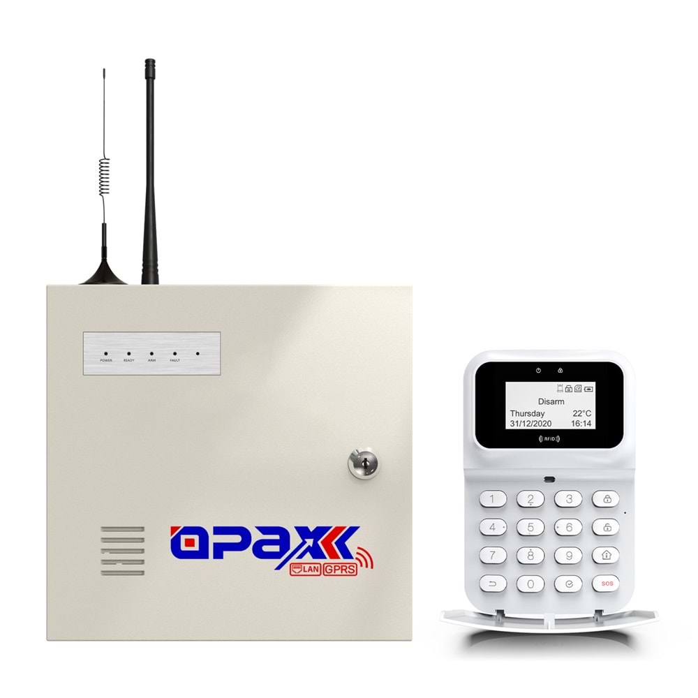 OPAX-2747 GPRS/GSM/LAN Keypadli Kablolu ve Kablosuz Alarm Paneli