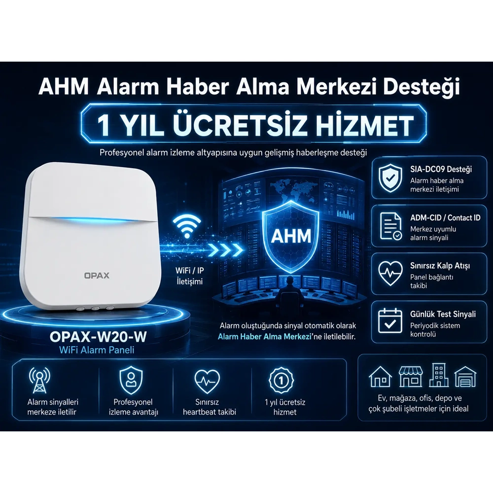 OPAX-W20-W Beyaz WiFi Kablosuz Alarm Sistemi