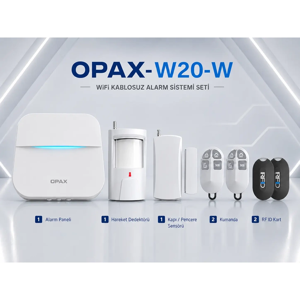 OPAX-W20-W Beyaz WiFi Kablosuz Alarm Sistemi