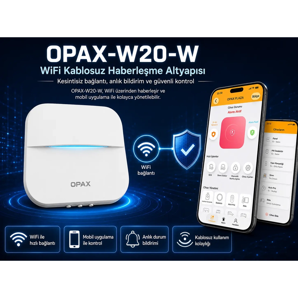 OPAX-W20-W Beyaz WiFi Kablosuz Alarm Sistemi