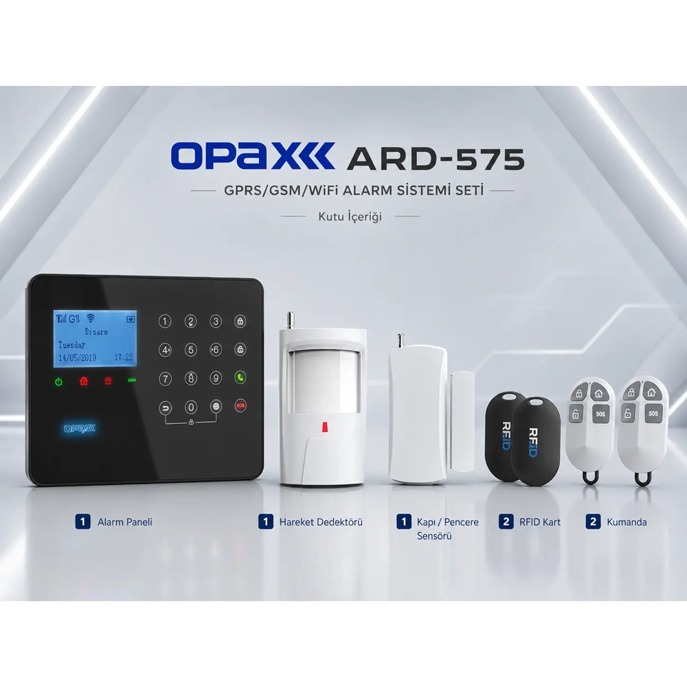 ARD-575 Siyah GPRS/GSM/WiFi Dokunmatik Kablolu Kablosuz Ev ve İşyeri Alarm Paneli
