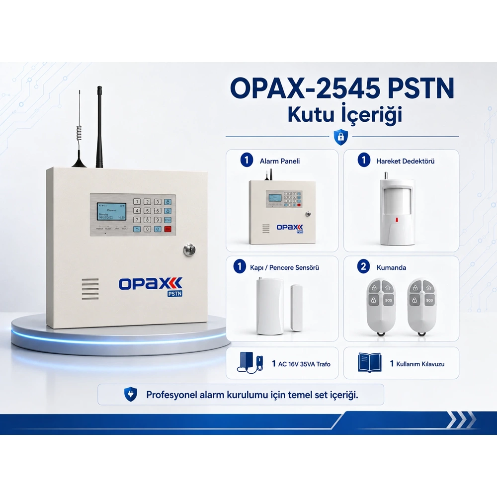 OPAX-2545 PSTN Kablolu ve Kablosuz Alarm Paneli
