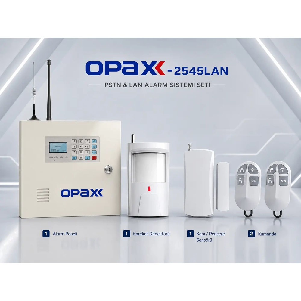 OPAX-2545LAN PSTN & LAN Network Kablolu ve Kablosuz Alarm Paneli