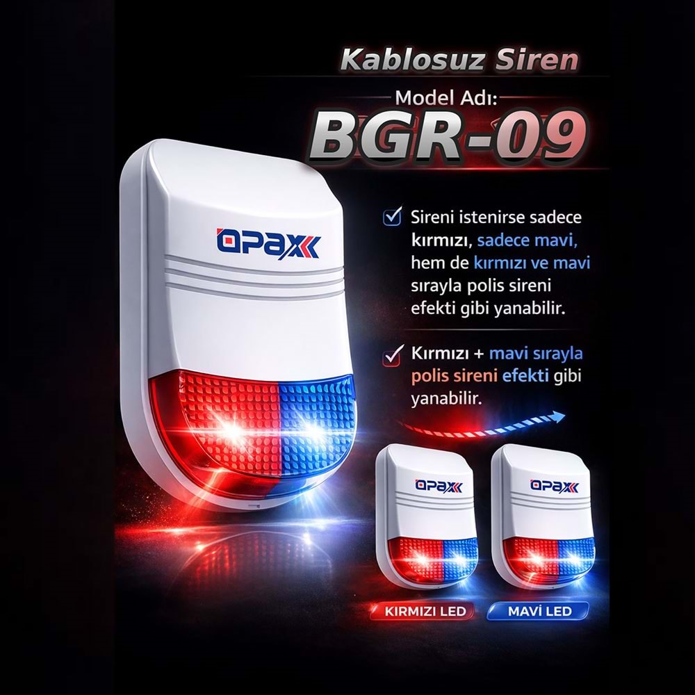 BGR-09 KABLOSUZ HARİCİ SİREN /MESAFE ARTIRICI /REPEATER ADAPTÖR DAHİL