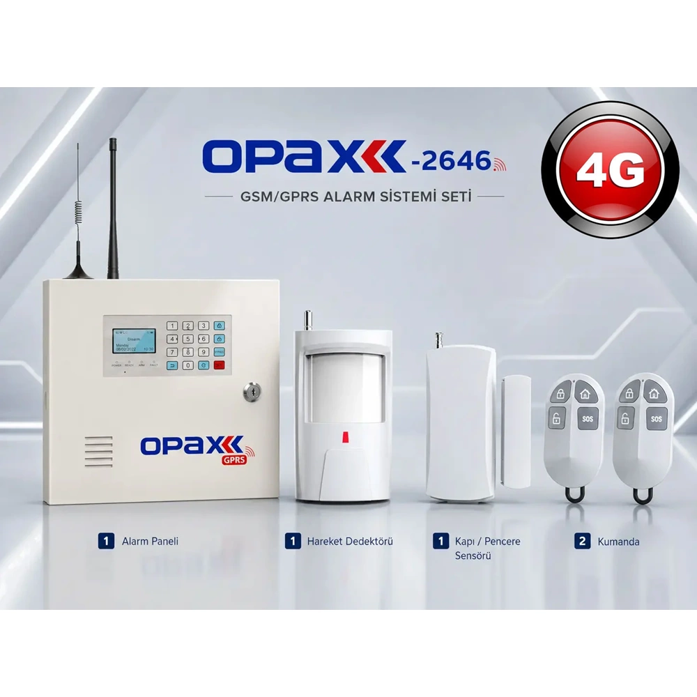OPAX-2646-4G Kablolu ve Kablosuz GPRS/GSM/4G Alarm Paneli