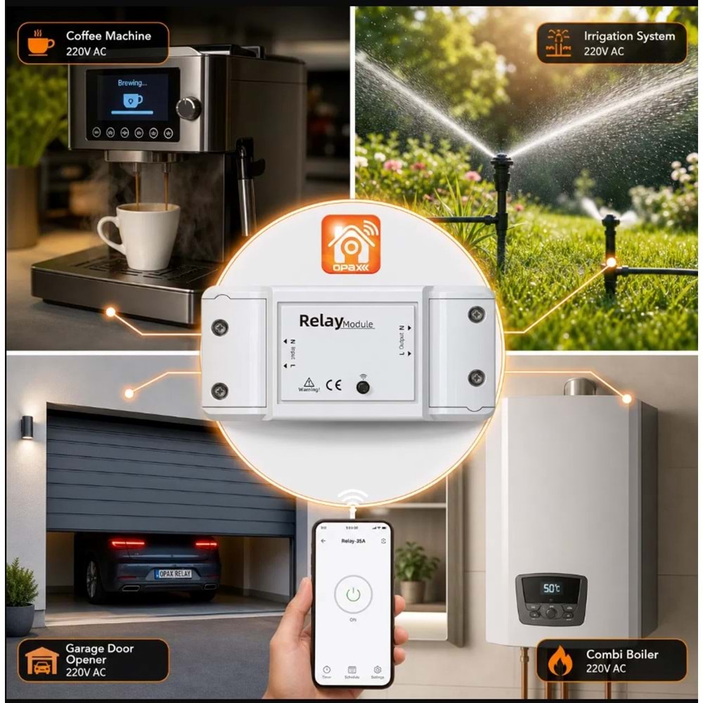 OPAX RELAY-35A Akıllı Röle Modülü / Akıllı Switch / Relay Module 220V-1800W