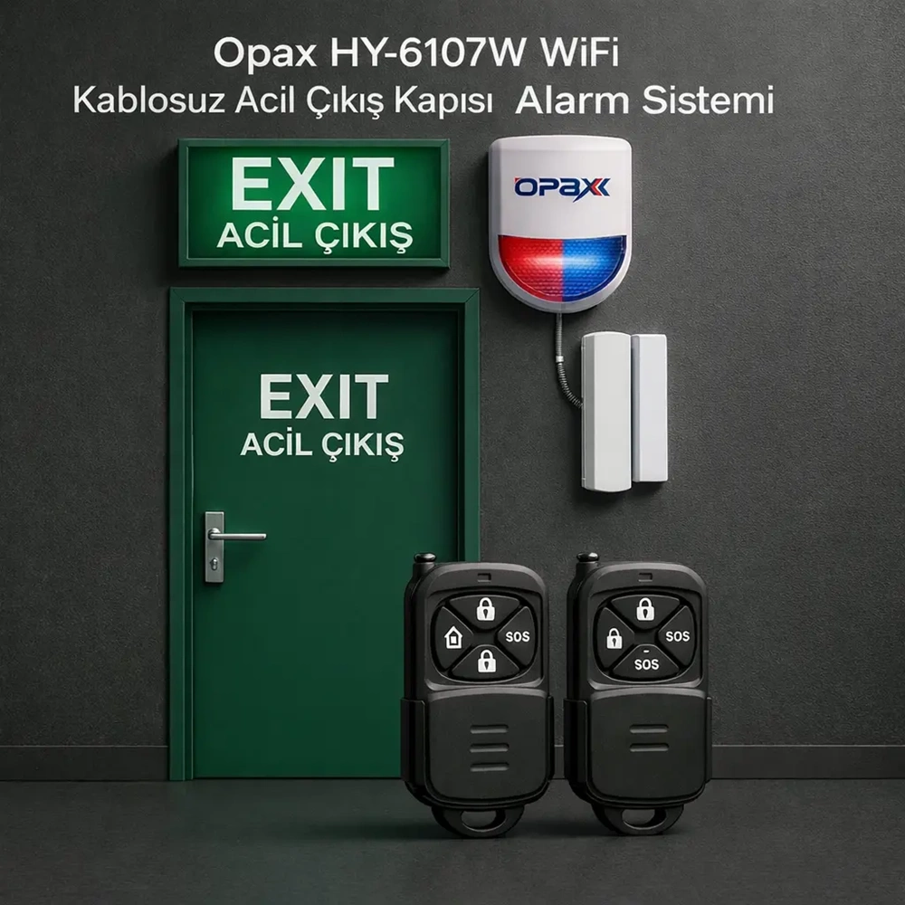 Opax HY-6107W WİFİ Kablosuz Acil Çıkış Kapısı Alarm Sistemi