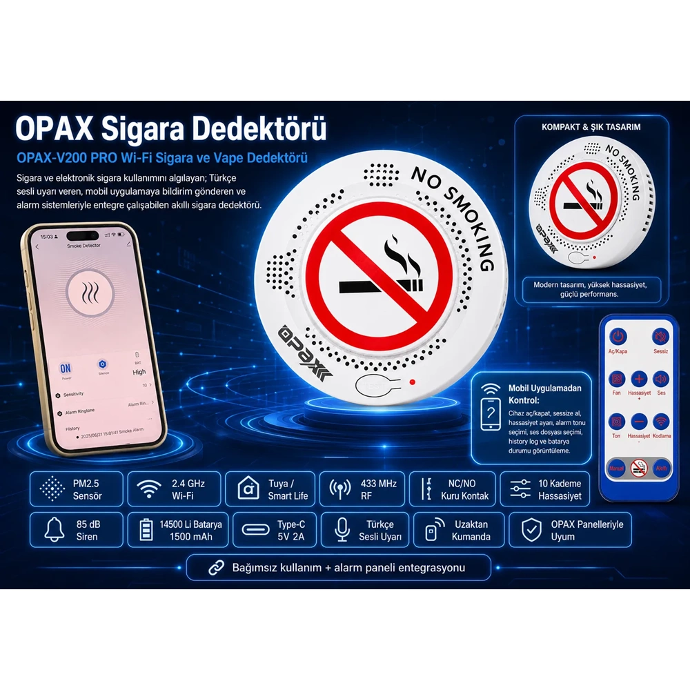 OPAX-V200 PRO Wi-Fi Sigara ve Vape Dedektörü