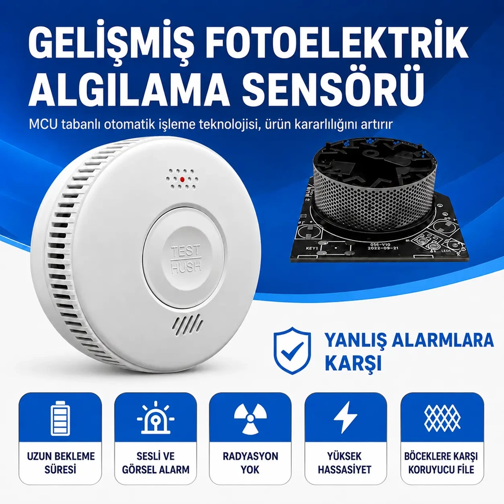 OPAX WiFi + RF Interlink Akıllı Duman Dedektörü | Tuya Uyumlu Kablosuz Yangın Alarm Dedektörü