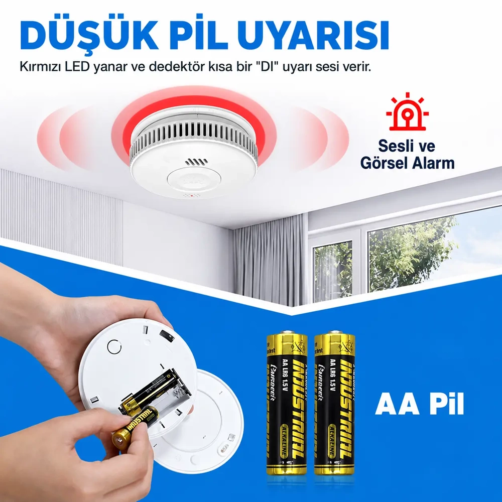OPAX WiFi + RF Interlink Akıllı Duman Dedektörü | Tuya Uyumlu Kablosuz Yangın Alarm Dedektörü