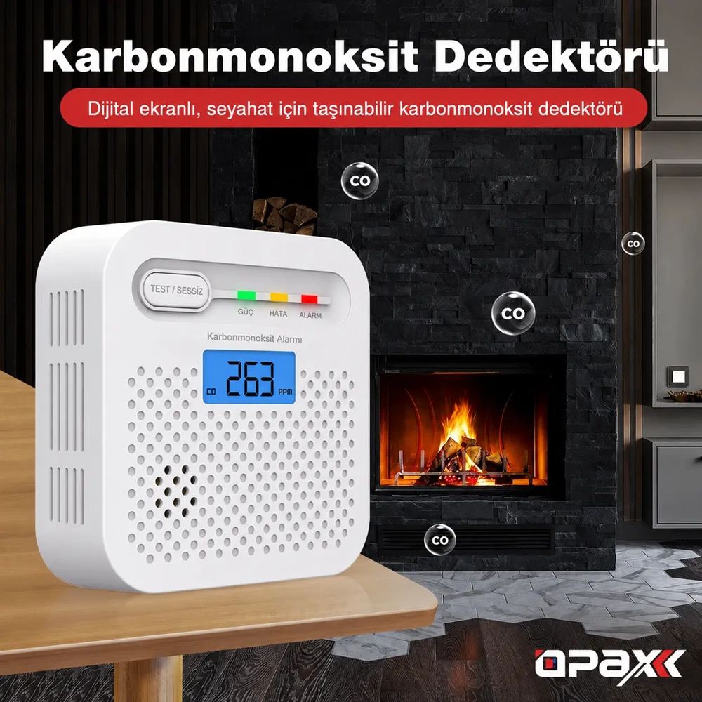 OPAX Y100A-AA-W WiFi Karbonmonoksit Dedektörü ve CO Alarmı