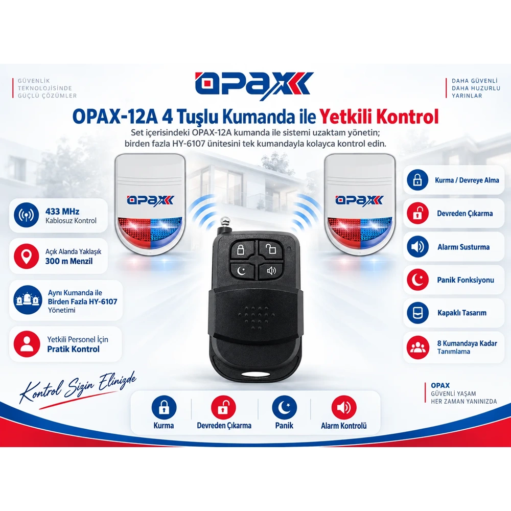 OPAX HY-6107-MC31 Kablolu Acil Çıkış Kapısı Alarm Sistemi Seti