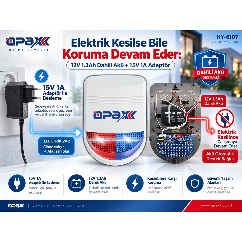 OPAX HY-6107-MC31 Kablolu Acil Çıkış Kapısı Alarm Sistemi Seti