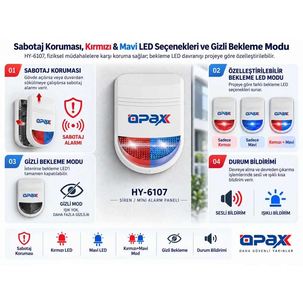 OPAX HY-6107-MC31 Kablolu Acil Çıkış Kapısı Alarm Sistemi Seti