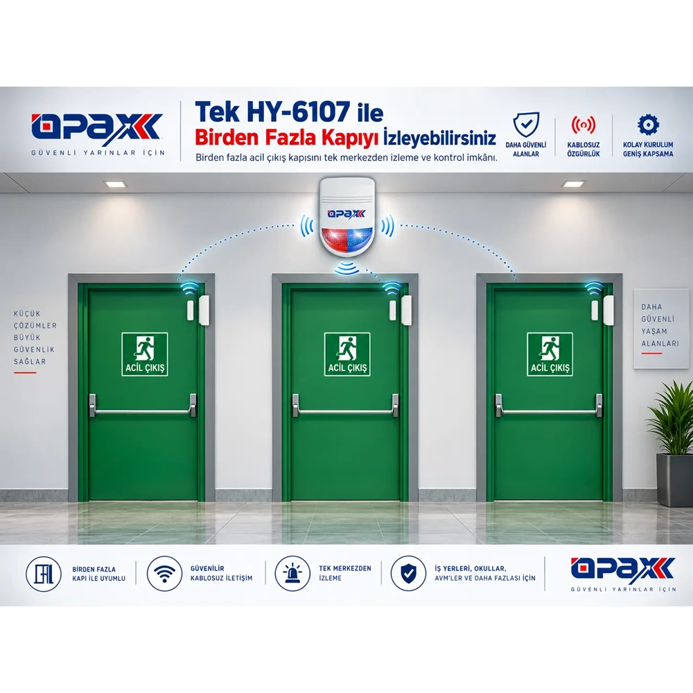 OPAX HY-6107-MC31 Kablolu Acil Çıkış Kapısı Alarm Sistemi Seti