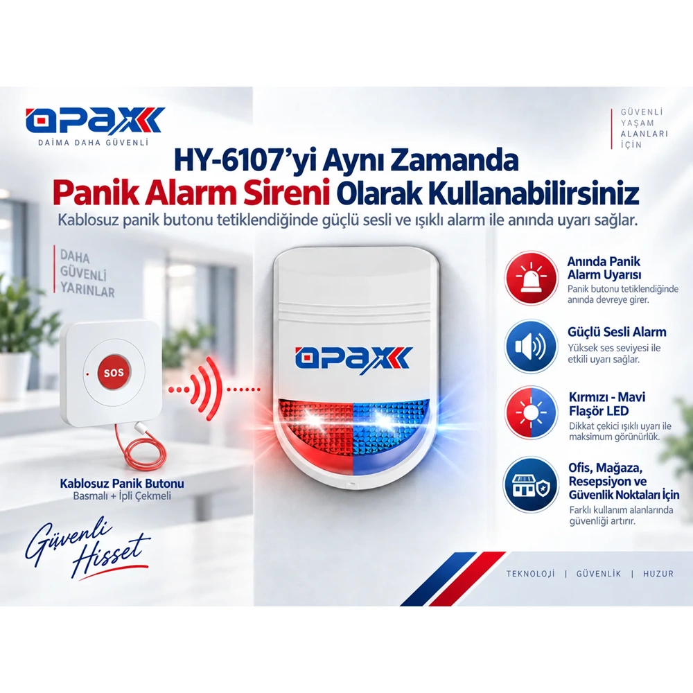 OPAX HY-6107-MC31 Kablolu Acil Çıkış Kapısı Alarm Sistemi Seti