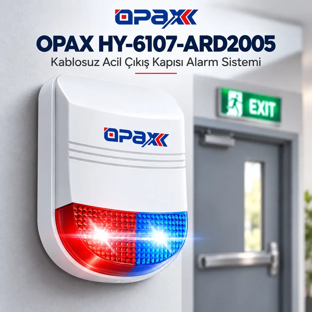 OPAX HY-6107-ARD2005 Kablosuz Acil Çıkış Kapısı Alarm Sistemi Seti