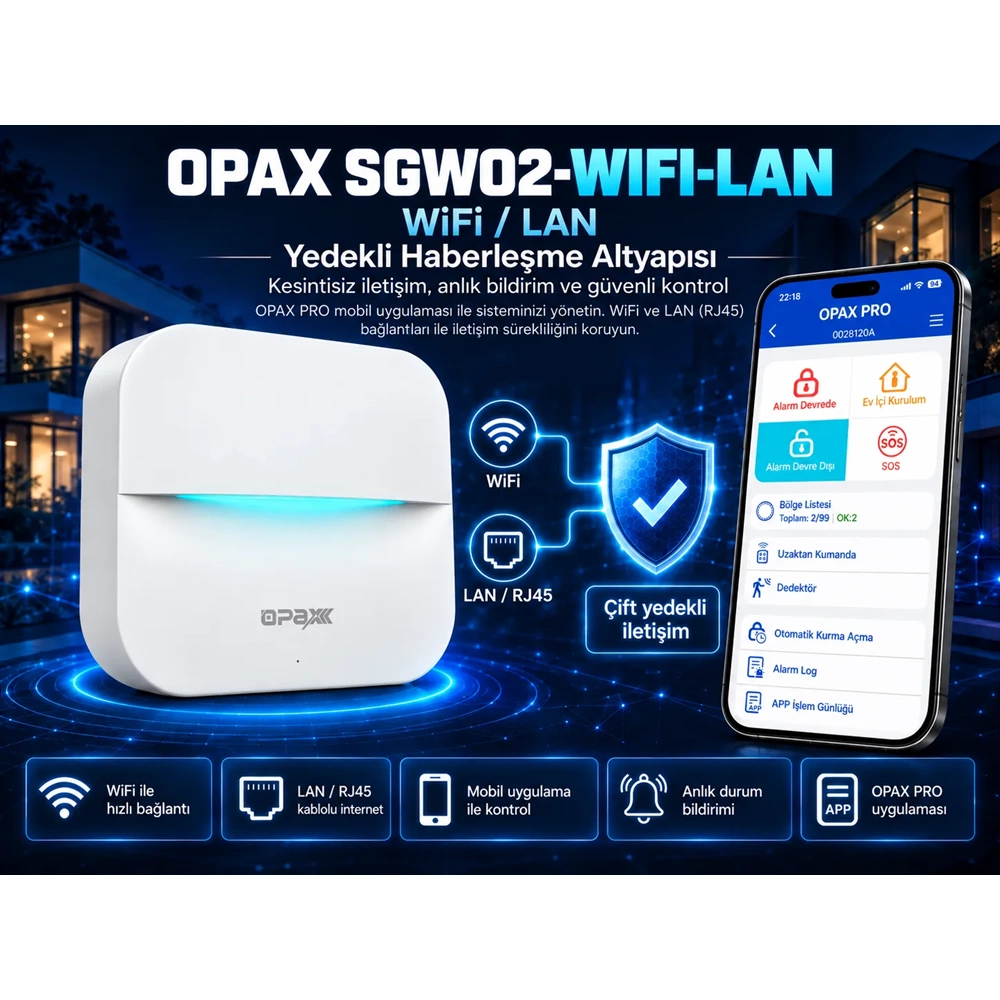 OPAX SGW02-WIFI-LAN WiFi LAN Kablosuz Alarm Sistemi