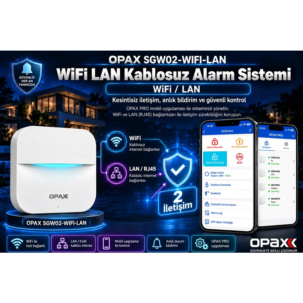 OPAX SGW02-WIFI-LAN WiFi LAN Kablosuz Alarm Sistemi