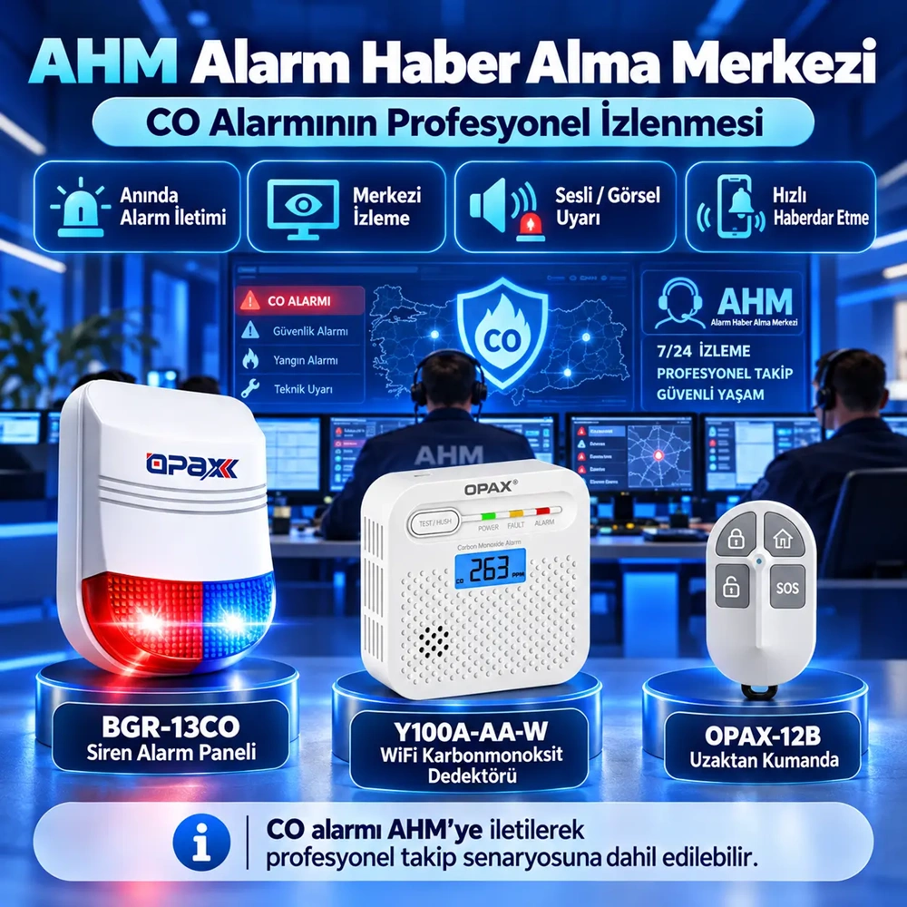 OPAX BGR-13CO WiFi Kablosuz Karbonmonoksit Alarm Sistemi