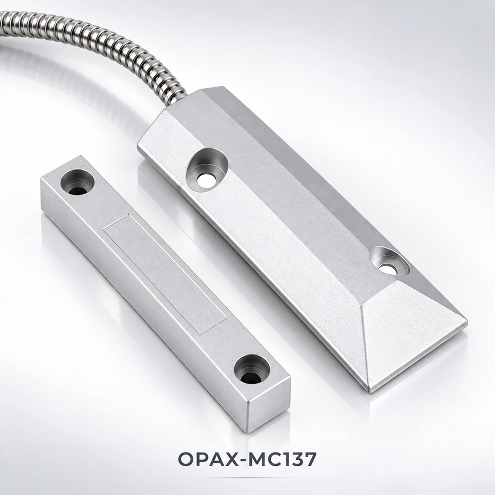 OPAX MC-137 Kablolu Metal Manyetik Kontak | Kepenk, Kapı, Pencere ve Garaj Kapısı Sensörü