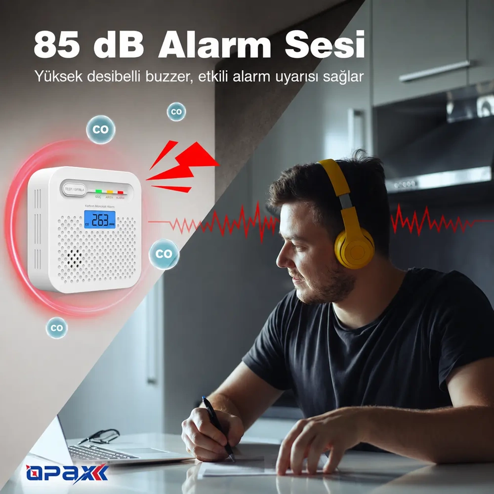 OPAX Y100A-AA-W WiFi + RF İnterlink Akıllı Karbonmonoksit Alarmı Tuya ve Opax Uyumlu