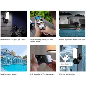 OPAX-60120 PROJEKTÖRLÜ WiFi KAMERA / ALARM / KARŞILIKLI KONUŞMA / HAREKET SENSÖRÜ / SD KART DESTEĞİ