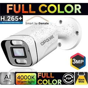 OPAX-7003 3MP IP (2304x1296) H.265+ 4 WARM LIGHT FULL COLOR 3.6 MM METAL IP BULLET CAMERA