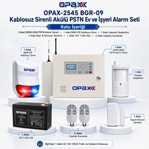 OPAX-2545 PSTN BGR-09 Kablosuz Sirenli Akülü Ev ve İşyeri Alarm Seti