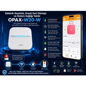 OPAX-W20-W Siyah BGR-09 Kablosuz Sirenli Akülü WiFi Ev ve İşyeri Alarm Seti