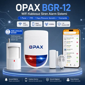 OPAX BGR-12 WiFi Kablosuz Alarm Sistemi | 96 Bölge Desteği (1 YIL AHM ÜCRETSİZ)