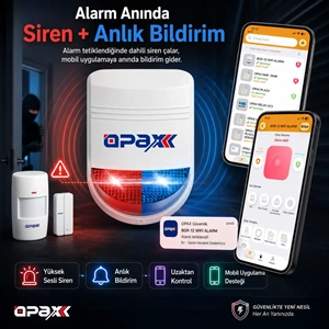 OPAX BGR-12 WiFi Kablosuz Alarm Sistemi | 96 Bölge Desteği (1 YIL AHM ÜCRETSİZ)